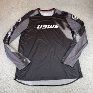 USWE Kalk Mens MX Offroad Jersey Black Large Mountain Bike Giant Loop Cow Skull